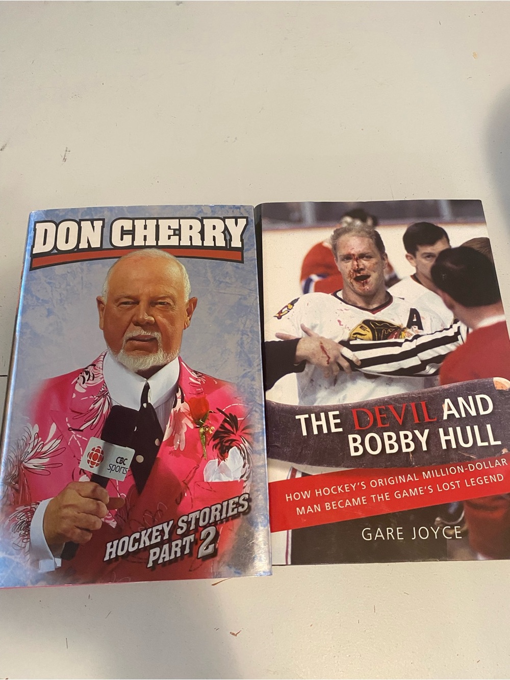 Hardcover Hockey Books Don Cherry Hockey Stories and the Devil and Bobby Hull